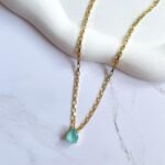 Choker elo gotas azul ouro 18k