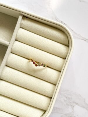 Anel V ccolorido ouro 18k