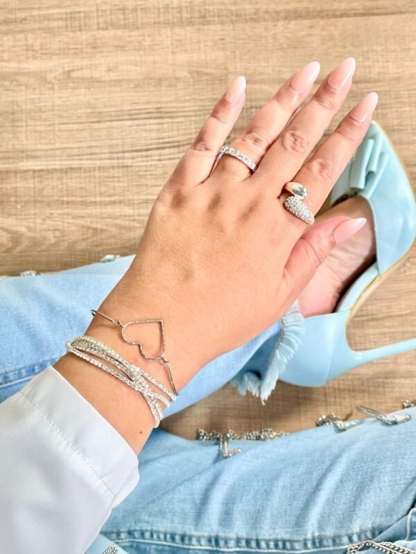 Bracelete coração ródio branco - Imagem 2