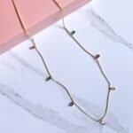 Colar com cristais coloridos ouro 18k