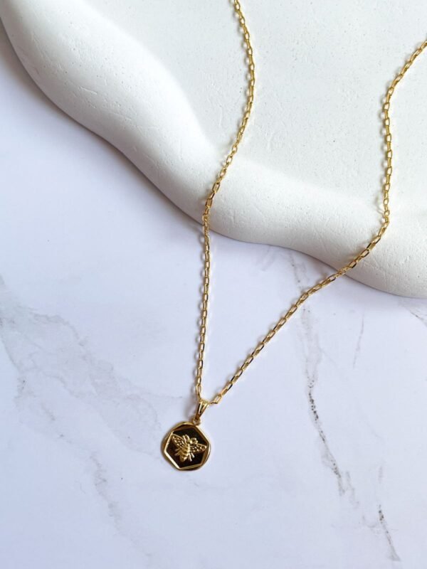 Colar medalha abelha ouro 18k