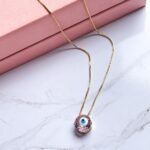 Colar cristal rosa ouro grego ouro 18k