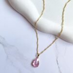 Colar gota rosa ouro 18k