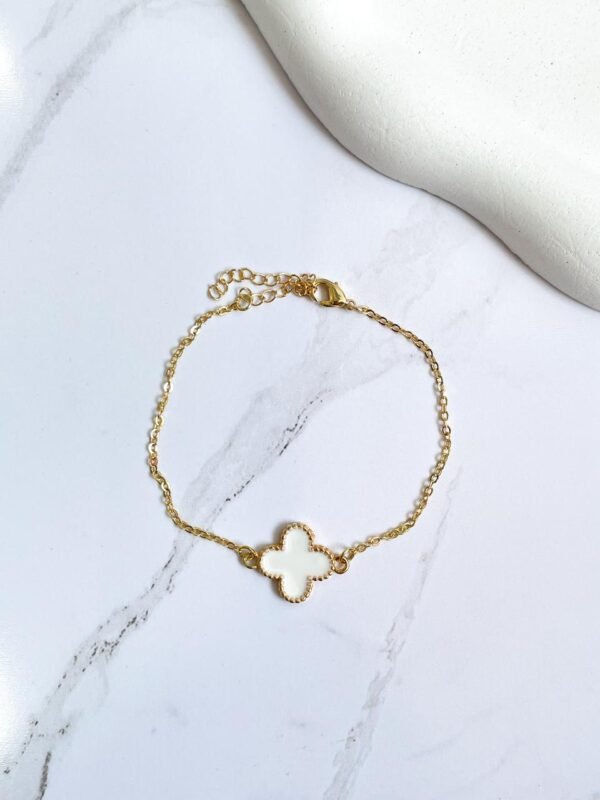 Pulseira trevo branco ouro 18k