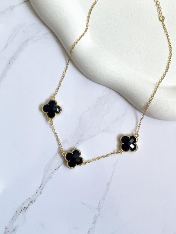 Choker inspiração Van cleef preto ouro 18k