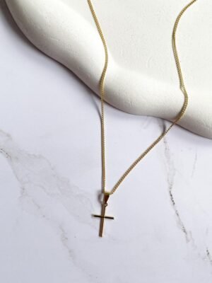 Corrente masculina pingente cruz fina ouro 18k