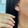 Brinco trevo pedraria ouro 18k - Imagem 2