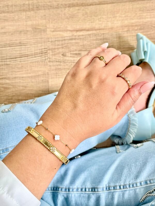 Bracelete trevos cravejados - Imagem 2