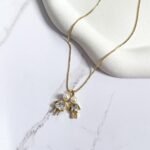 Colar filhos pérola e cristal ouro 18k