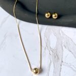 Conjunto esfera ouro 18k