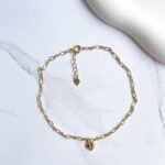 Tornozeleira coração ouro 18k