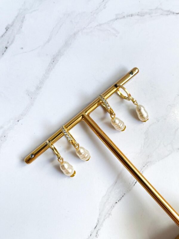 Dupla de argolas pérola ouro 18k