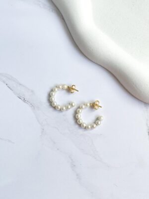 Argola pérola ouro 18k