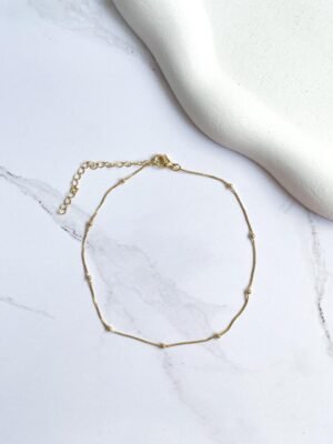 Tornozeleira bolinha ouro 18k