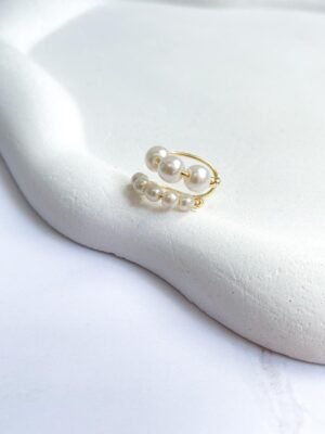 Piercing fake duplo pérolas ouro 18k