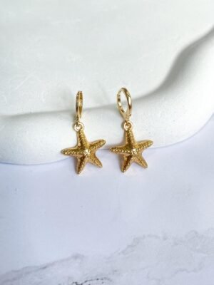 Argola estrela do mar ouro 18k