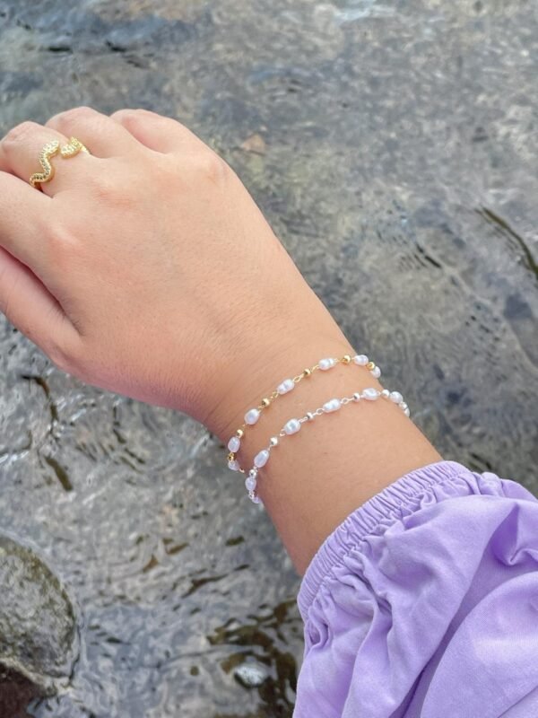 Pulseira bolinhas e pérolas ouro 18k - Imagem 2
