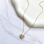 Colar coração cravejado ouro 18k