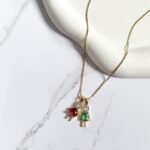Colar filhos turmalina e pink ouro 18k