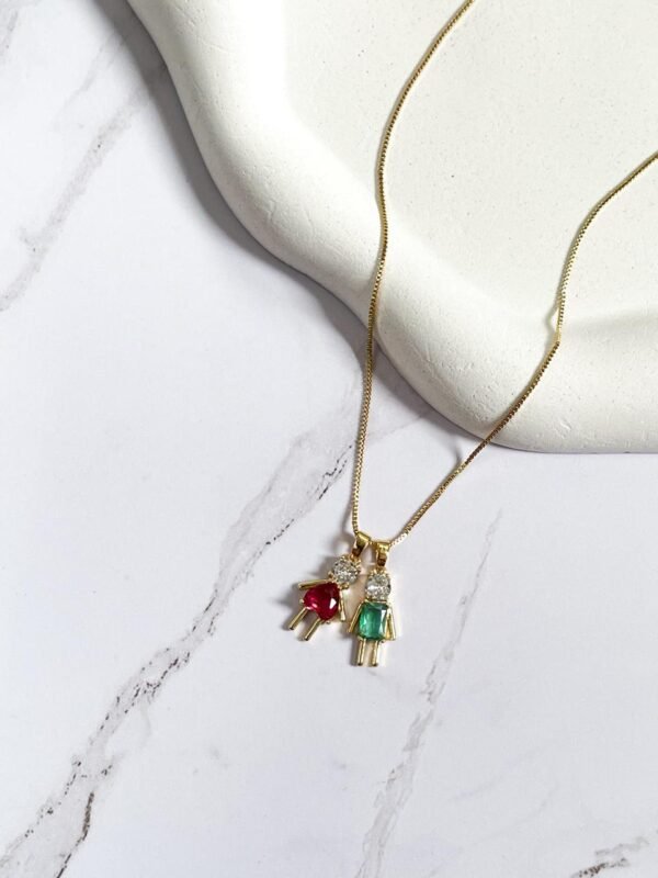 Colar filhos turmalina e pink ouro 18k
