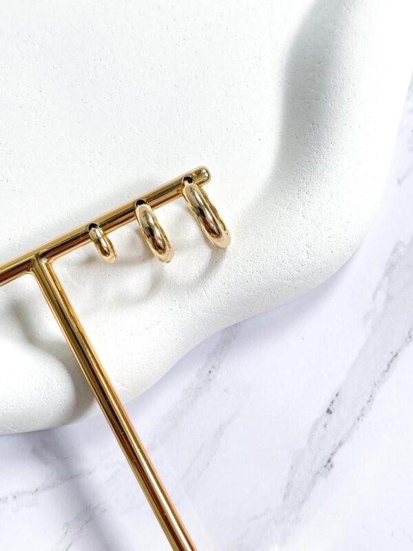 Trio argolas lisas ouro 18k