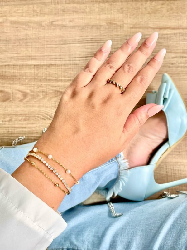 Pulseira bolinhas ouro 18k
