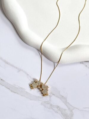 Colar filhos cravejado luxo ouro 18k