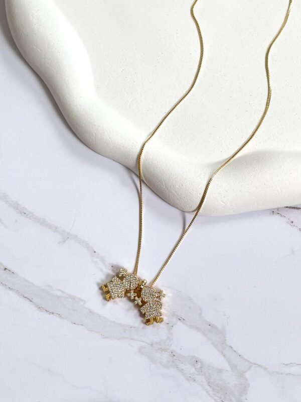 Colar filhos cravejado luxo ouro 18k