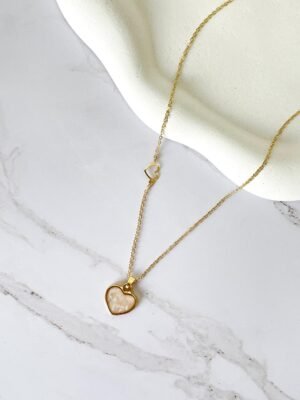 Colar coração marfim ouro 18k