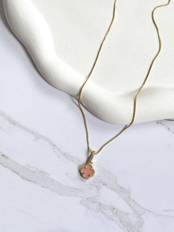 Colar trevo rosa ouro 18k