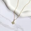 Colar trevo cravejado ouro 18k
