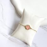 Pulseira trevo rosa ouro 18k