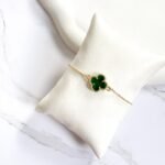 Pulseira trevo verde ouro 18k