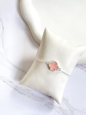 Pulseira trevo rosa
