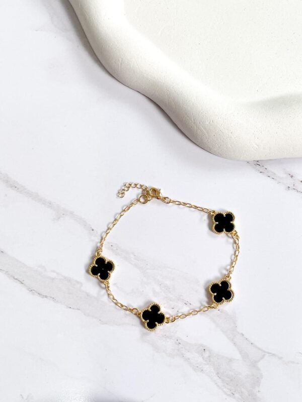 Pulseira trevos pretos ouro 18k