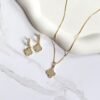 Colar trevo cravejado ouro 18k - Imagem 2