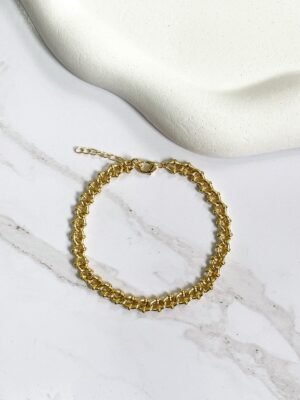 Pulseira elo inspiração ouro 18k