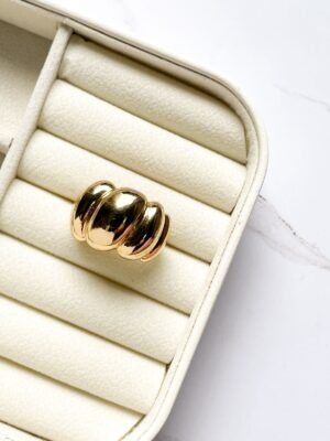 Anel croissant luxo ouro 18k