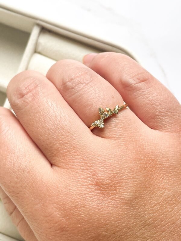 Anel borboletas ouro 18k - Imagem 2